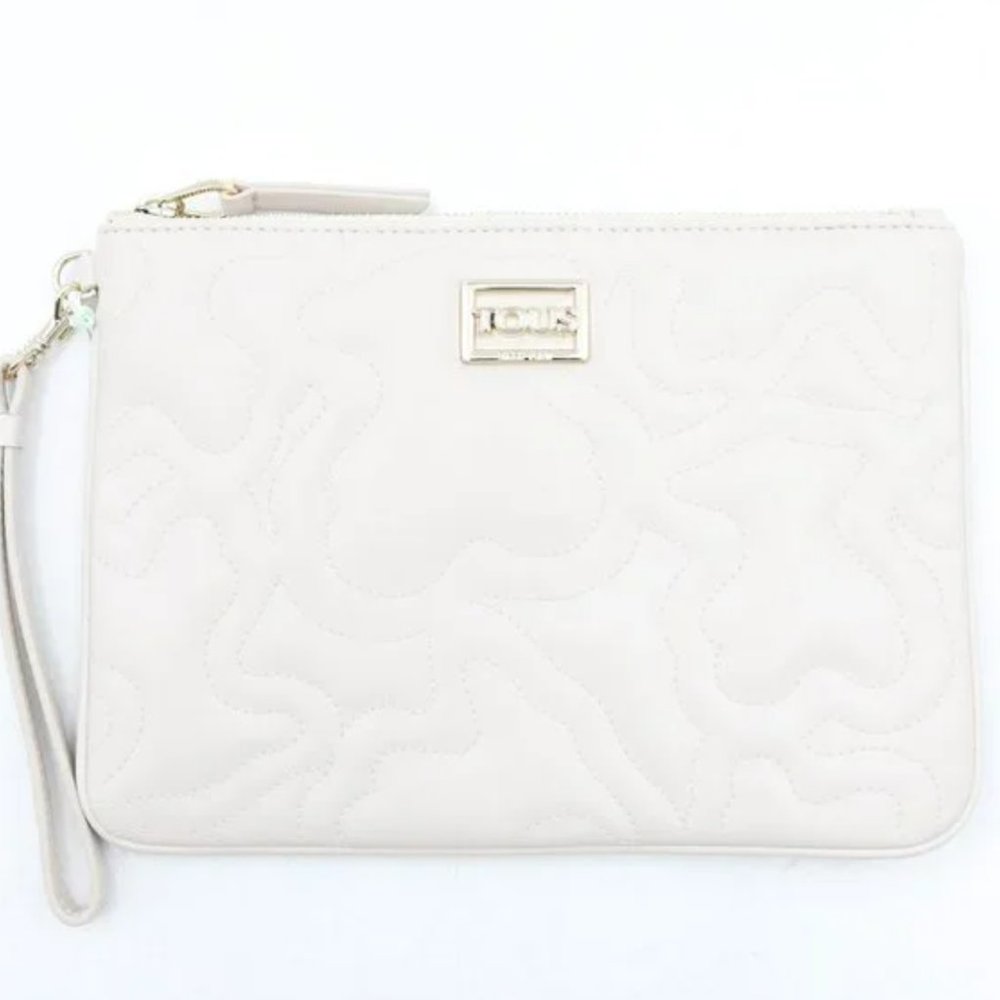 Women's Tous Kaos Dream Clutch Bag in Beige with Gold Hardware NWT